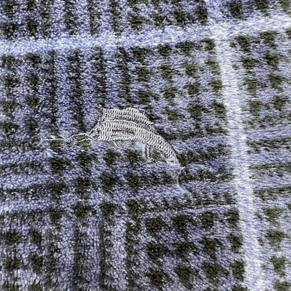 Tommy Bahama Plush Robe Mens L/XL Blue Plaid Fleece Belted Embroidered Logo Long - Picture 8 of 10